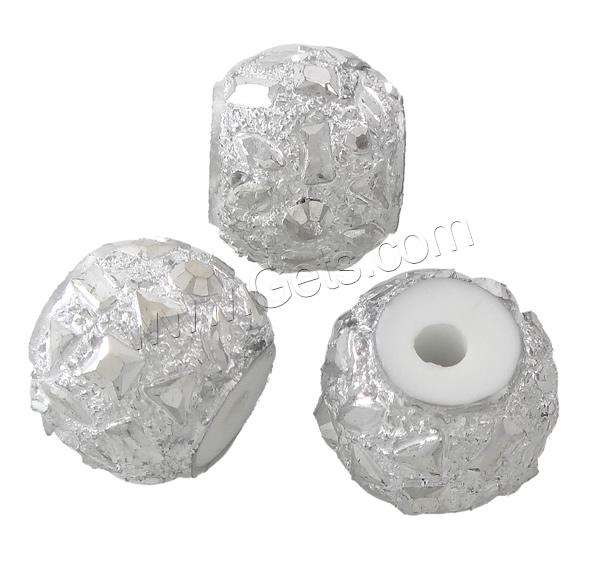 Resin Rhinestone Beads, Drum, platinum color plated, different size for choice & with resin rhinestone, Hole:Approx 3mm, Sold By Bag