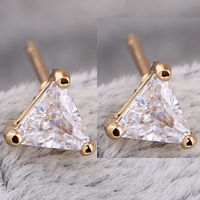 Gets® Jewelry Earring, Brass, Triangle, 18K gold plated, with cubic zirconia, nickel, lead & cadmium free, 5mm 