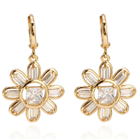 Gets® Jewelry Earring, Brass, Flower, 18K gold plated, with cubic zirconia, nickel, lead & cadmium free 