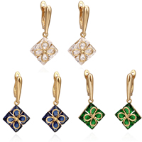 Gets® Jewelry Earring, Brass, Rhombus, plated, with cubic zirconia nickel, lead & cadmium free 