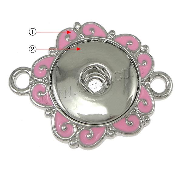 Snap Button Connector Setting, Zinc Alloy, Flower, plated, enamel & 1/1 loop, more colors for choice, nickel, lead & cadmium free, 37x30x4.5mm, Hole:Approx 3mm, 4.5mm, Sold By PC