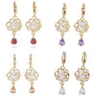 Gets® Jewelry Earring, Brass, Flower, plated, with cubic zirconia nickel, lead & cadmium free 
