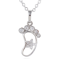 Gets® Jewelry Necklace, Brass, Foot, platinum plated, oval chain & with cubic zirconia, nickel, lead & cadmium free Approx 17.5 Inch 