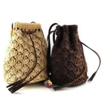 Straw Woven Tote, with PU Leather, mixed colors 