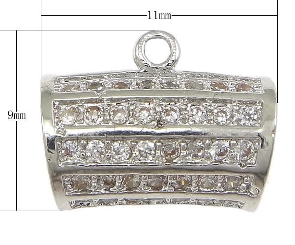 Brass Bail Bead, Tube, plated, micro pave cubic zirconia, more colors for choice, nickel, lead & cadmium free, 11x9x7mm, Hole:Approx 1mm, Sold By PC