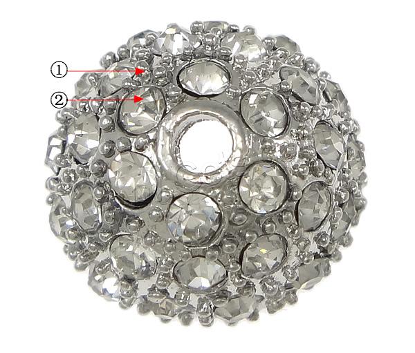 Zinc Alloy Bead Caps, Dome, plated, with rhinestone, more colors for choice, nickel, lead & cadmium free, 16x16x8mm, Hole:Approx 2.5mm, 13mm, Sold By PC