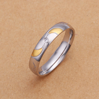 Cubic Zirconia anillo de dedo de acero inoxidable, chapado, diverso tamaño para la opción & para mujer & con circonia cúbica & 2-tono, libre de plomo & níquel, 4mm, Vendido por UD