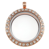 Zinc Alloy Floating Locket Pendant Frame, with Glass, Flat Round, plated, with rhinestone nickel, lead & cadmium free Approx 3mm, Inner Approx 22mm 