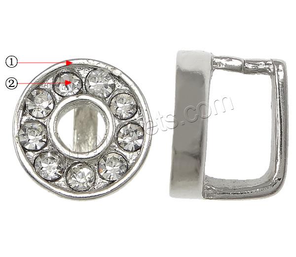 Zinc Alloy Pinch Bail, Flat Round, plated, with rhinestone, more colors for choice, nickel, lead & cadmium free, Sold By PC