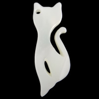 Cáscara blanca colgantes, Nácar Blanca, Gato, 8.5x25x2mm, agujero:aproximado 1mm, Vendido por UD