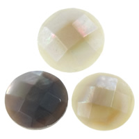 Black Shell Cabochon, Flat Round, flat back & faceted 
