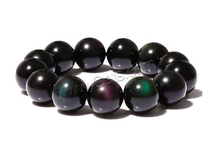 Black Obsidian Bracelet, Natural Black Obsidian, Round, different size for choice, black, Hole:Approx 2mm, Length:8 Inch, Sold By Strand