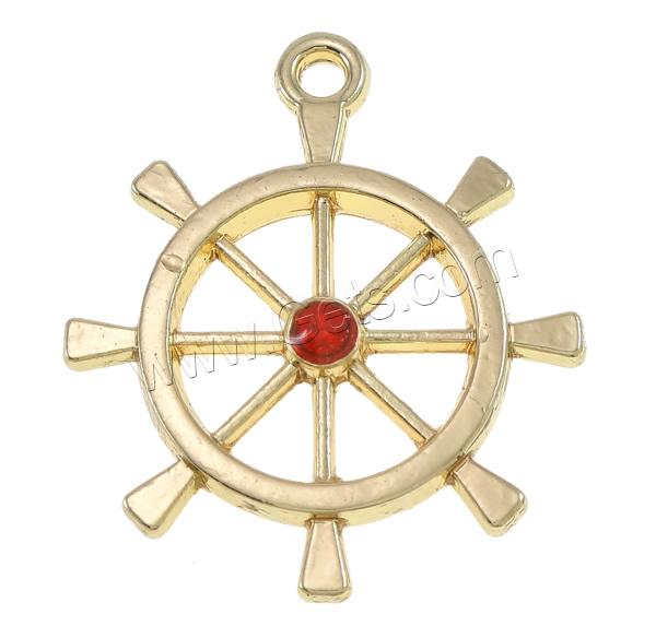 Zinc Alloy Ship Wheel & Anchor Pendant, plated, nautical pattern & Customized & with rhinestone, more colors for choice, nickel, lead & cadmium free, 24x28x4mm, Hole:Approx 2mm, Sold By PC