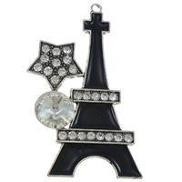 Zinc Alloy Building Pendants, with Glass, Tower, plated, Customized & enamel & with rhinestone nickel, lead & cadmium free Approx 3mm 