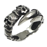 Men Stainless Steel Ring in Bulk, Skull, blacken, 19mm, US Ring 