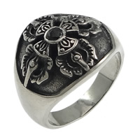 Нержавеющая сталь Человек палец кольцо, нержавеющая сталь, со стразами & чернеют, оригинальный цвет, 20mm, размер:12, продается PC
