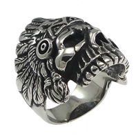 Нержавеющая сталь Человек палец кольцо, нержавеющая сталь, Череп, чернеют, 35mm, размер:11, продается PC