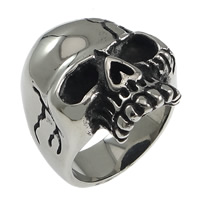 Men Stainless Steel Ring in Bulk, Skull, blacken, 29mm, US Ring 