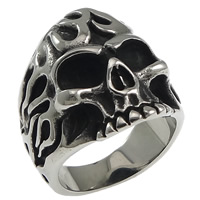 Нержавеющая сталь Человек палец кольцо, нержавеющая сталь, Череп, чернеют, 24mm, размер:9, продается PC