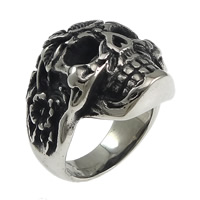 Men Stainless Steel Ring in Bulk, Skull, blacken, 28mm, US Ring 