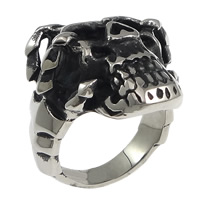 Нержавеющая сталь Человек палец кольцо, нержавеющая сталь, Череп, чернеют, 26mm, размер:9, продается PC