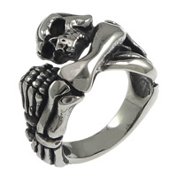 Нержавеющая сталь Человек палец кольцо, нержавеющая сталь, Череп, чернеют, 20mm, размер:10, продается PC