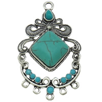 Turquoise Zinc Alloy Pendants, with turquoise, plated nickel, lead & cadmium free Approx 