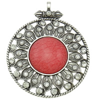 Resin Zinc Alloy Pendants, with Resin, Flat Round, plated, Customized & with rhinestone nickel, lead & cadmium free Approx 4mm 