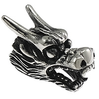 Stainless Steel Animal Pendants, Dragon, blacken, original color Approx 7mm 