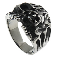 Нержавеющая сталь Человек палец кольцо, нержавеющая сталь, Череп, чернеют, 22mm, размер:12, продается PC