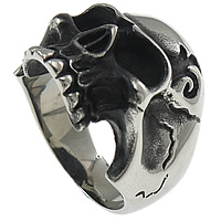 Нержавеющая сталь Человек палец кольцо, нержавеющая сталь, Череп, отверстие & чернеют, 24mm, размер:13, продается PC
