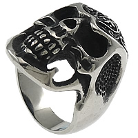 Нержавеющая сталь Человек палец кольцо, нержавеющая сталь, Череп, отверстие & чернеют, 30mm, размер:13, продается PC