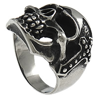 Нержавеющая сталь Человек палец кольцо, нержавеющая сталь, Череп, отверстие & чернеют, 29mm, размер:13, продается PC