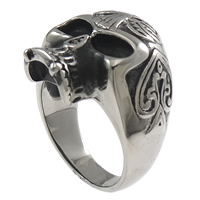Нержавеющая сталь Человек палец кольцо, нержавеющая сталь, Череп, чернеют, 28mm, размер:13, продается PC