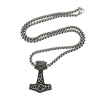 Edelstahl Schmuck Halskette, T Form, Kastenkette & Schwärzen, 30x43x11mm, 4mm, Länge:ca. 23.5 ZollInch, verkauft von Strang