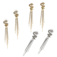 Fashion Fringe Earrings, Brass, with rubber earnut, plated, with rhinestone 80mm 
