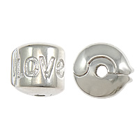 Sterling Silver European Clip, 925 Sterling Silver, Rondelle, word love, plated Approx 2mm 