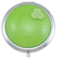 Iron Cosmetic Mirror, with Glass & Acrylic, Flat Round, platinum color plated, colorful powder, nickel, lead & cadmium free 
