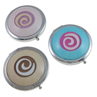 Iron Cosmetic Mirror, with Glass & Acrylic, Flat Round, platinum color plated, colorful powder nickel, lead & cadmium free 