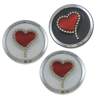 Iron Cosmetic Mirror, with Glass, Flat Round, plated, enamel & with rhinestone nickel, lead & cadmium free 
