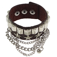 Men Bracelet, Cowhide, with Zinc Alloy, platinum color plated, mixed colors, nickel, lead & cadmium free, 30mm Approx 8.5 Inch 
