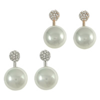Glass Pearl Stud Earring, Zinc Alloy, with rubber earnut, plated, with glass pearl & with rhinestone nickel, lead & cadmium free 