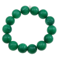 Jade Armbänder, rund, grün, 14mm, Länge:ca. 7.5 ZollInch, verkauft von Strang