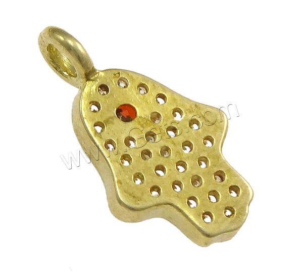 Cubic Zirconia Micro Pave Brass Pendant, Hamsa, plated, Islamic jewelry & micro pave cubic zirconia, more colors for choice, nickel, lead & cadmium free, 8x14.5x1.5mm, Hole:Approx 2mm, Sold By PC