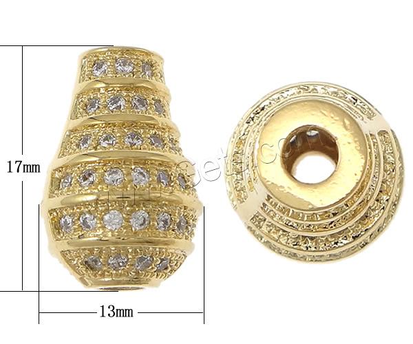 Cubic Zirconia Micro Pave Brass Beads, Vase, plated, micro pave cubic zirconia, more colors for choice, nickel, lead & cadmium free, 13x17x4mm, Hole:Approx 2mm, Sold By PC
