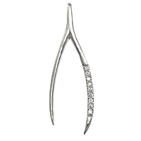 Cubic Zirconia Micro Pave Sterling Silver Pendant, 925 Sterling Silver, Wishbone, plated, micro pave cubic zirconia Approx 