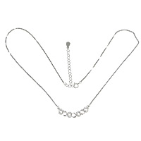Cubic Zirconia Micro Pave Sterling Silver Necklace, 925 Sterling Silver, with 2lnch extender chain, plated, box chain & micro pave cubic zirconia 1mm Approx 16 Inch 