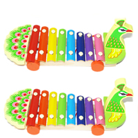 Wood Xylophone, with Stainless Steel, Peacock, painted, for children 