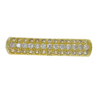 Cubic Zirconia Micro Pave Brass Beads, Tube, plated, micro pave 39 pcs cubic zirconia & hollow Approx 3.5mm 