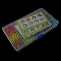 Bunte Loom Kit, Gummi, mit Kunststoff, synthetisch, mit Steinschleuder & Angehängte Häkelnadel & mit Clip S & für Kinder, farbenfroh, 15x1.5mm, 170x100x25mm, ca. 300PCs/Box, verkauft von Box